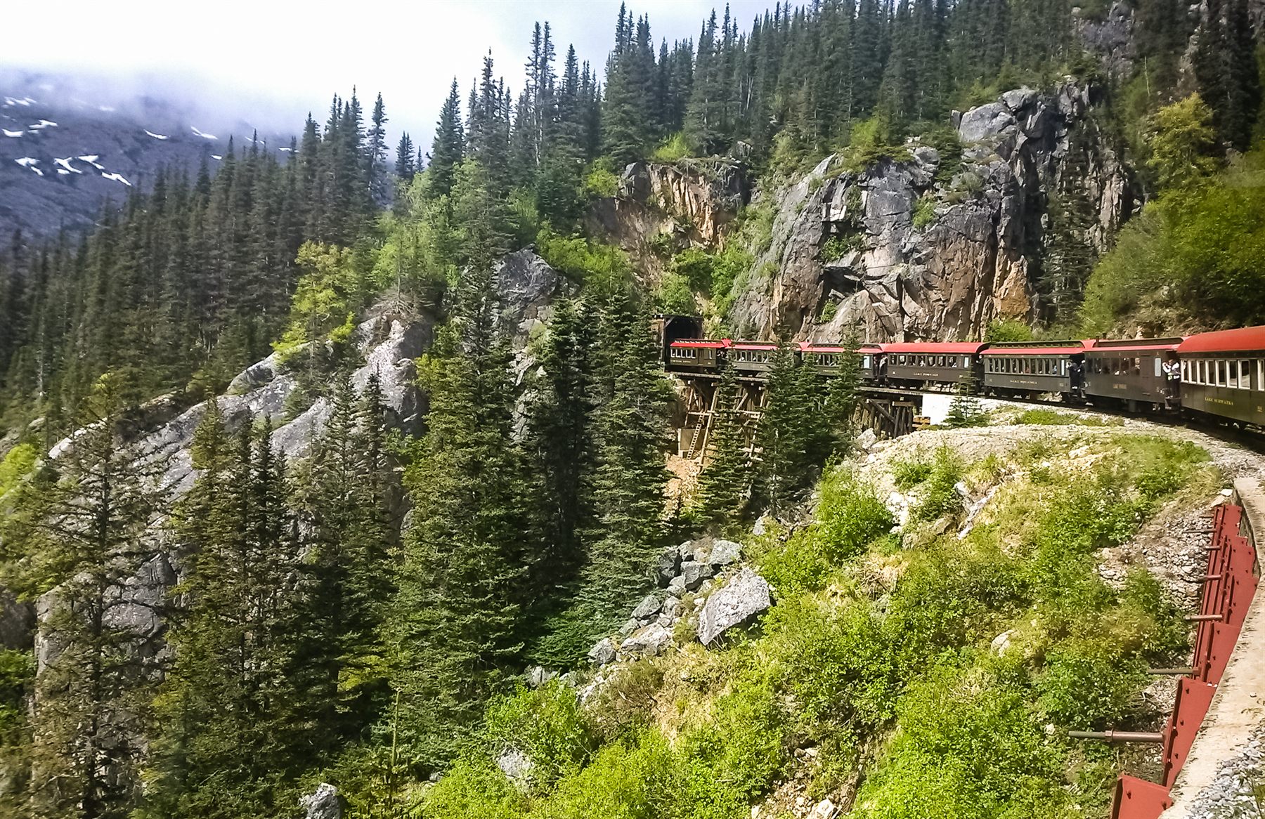 The White Pass & Yukon Route railway climbing from Skagway, Alaska