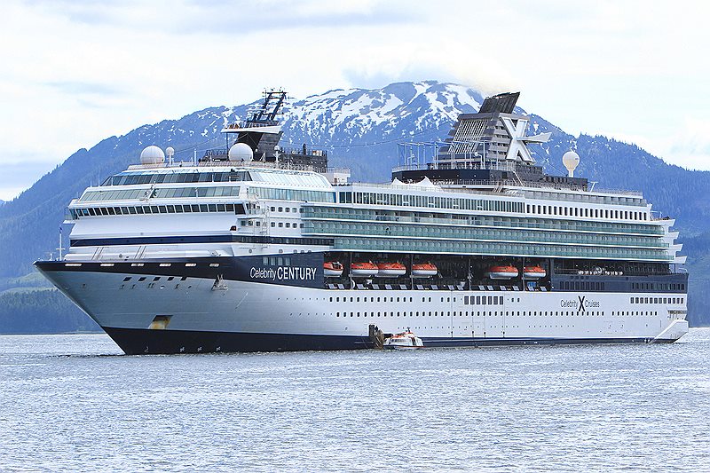 Cruise ship in Alaska’s Inside Passage near a glacier